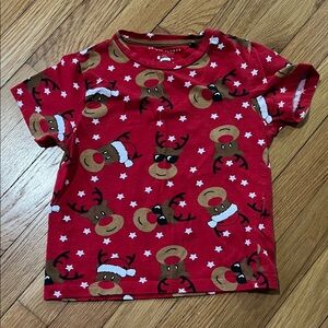 Denim & Flower Red Reindeer Kids Tee